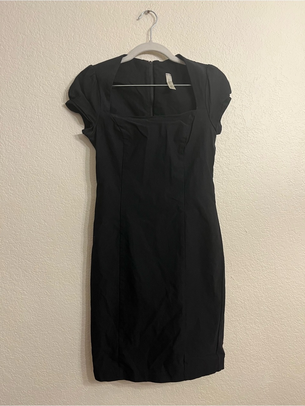 Classic Y2K Lovely Day Black Square-Neck Midi Dress